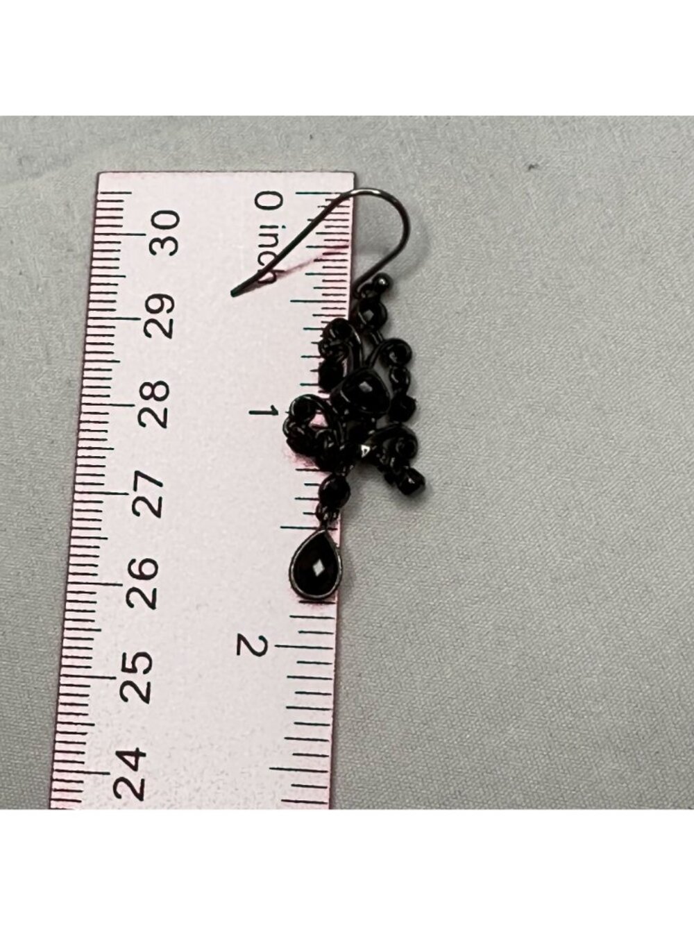 Vintage Y2K Gothic Bohemian Black Chandelier Drop Earrings 1 7/8 Inches Long - Picture 7 of 7